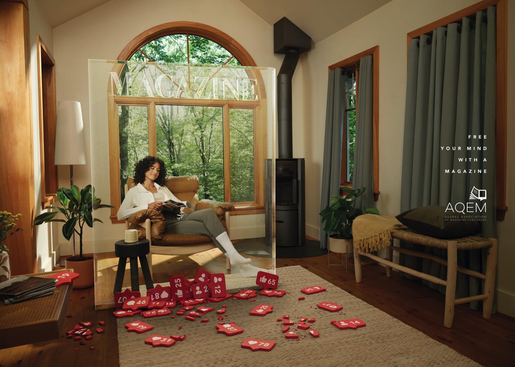 Quebec Association of Magazine Publishers Print Ad - Free your mind with a magazine