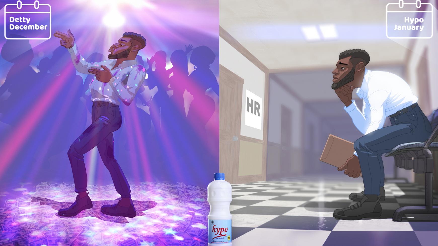 Hypo Bleach Print Ad - Detty December, Hypo January