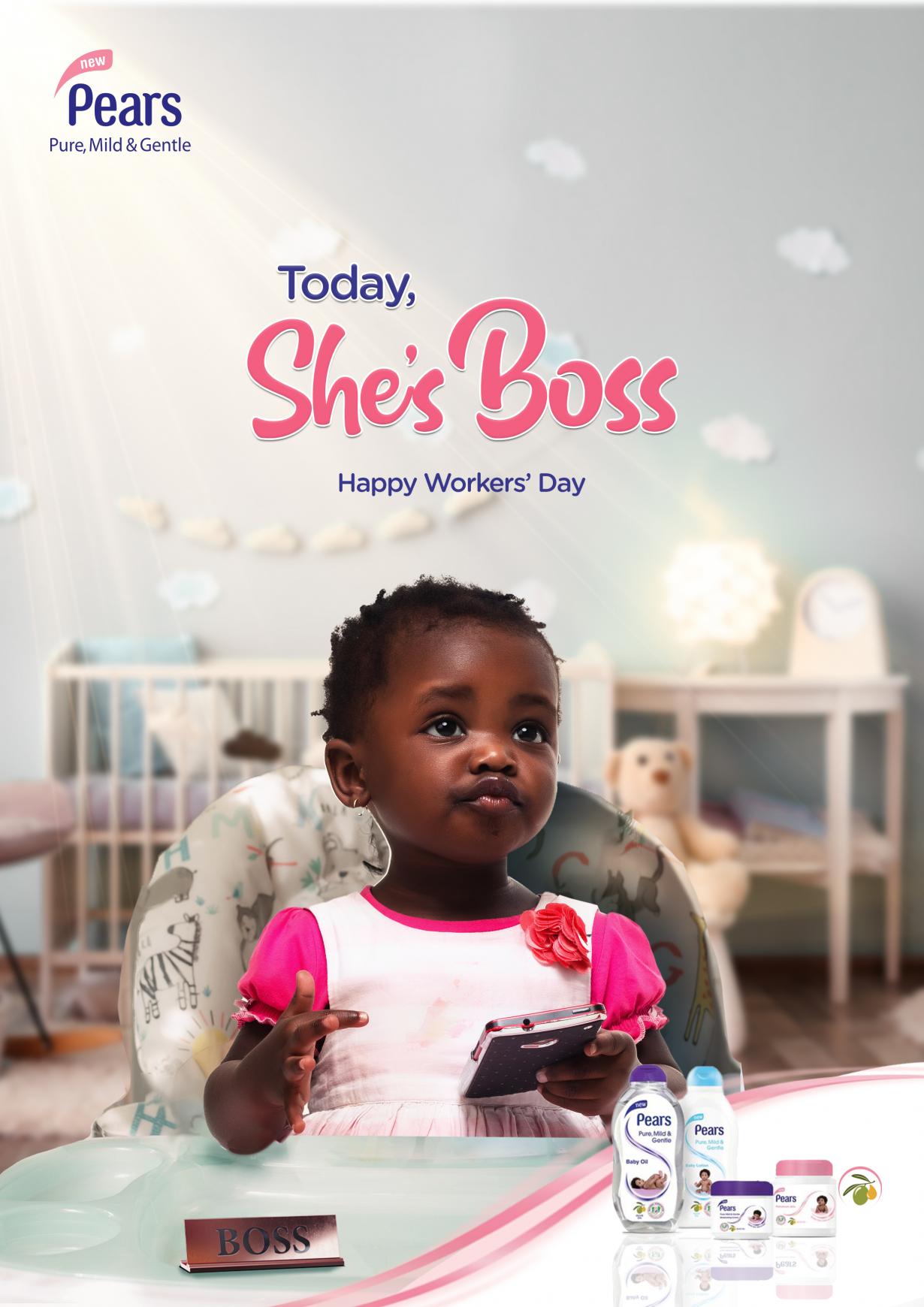 Pears Print Ad - Worker's Day - Today, She's Boss